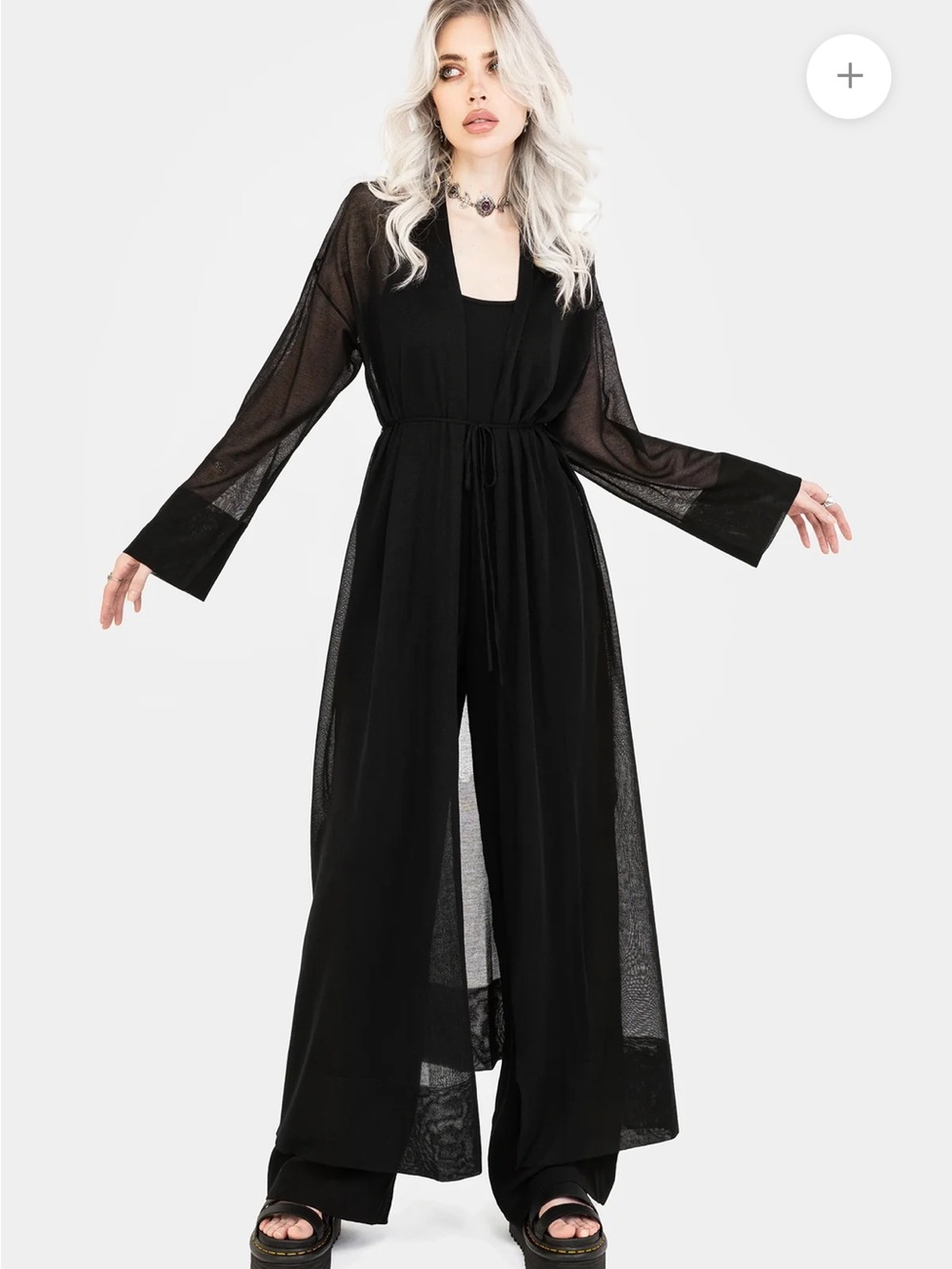 Disturbia Black Sheer Long Duster Robe Soren Knit Maxi Cardigan